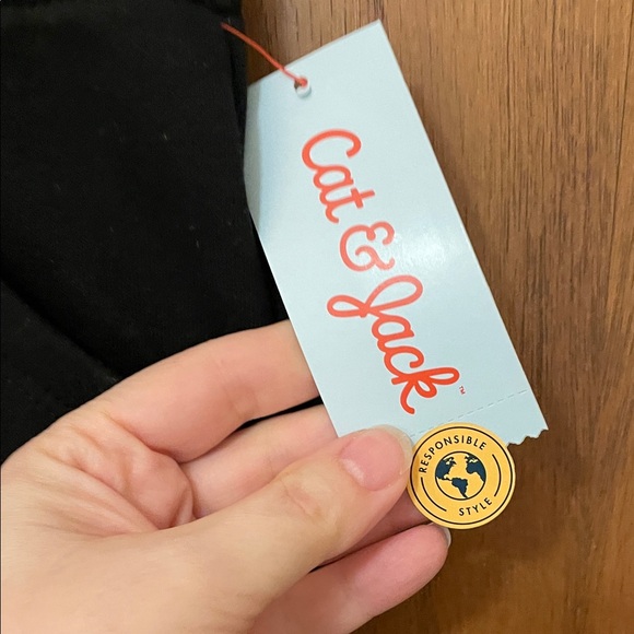 Cat & Jack NWT Sz Large (10/12) Black Joggers with White Drawstring - Picture 4 of 8